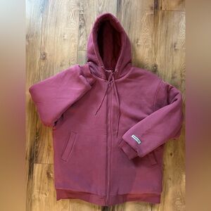 Comfrt Weighted Zip-Up Hoodie Berry Unisex Oversized Sweatshirt Jacket WARM!!!
